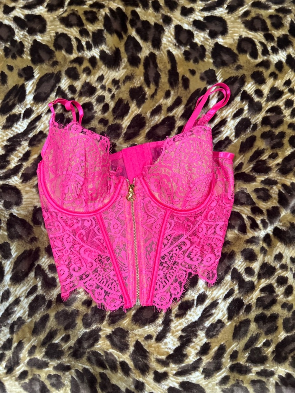 Hot Pink Lace Bustier Corset Top